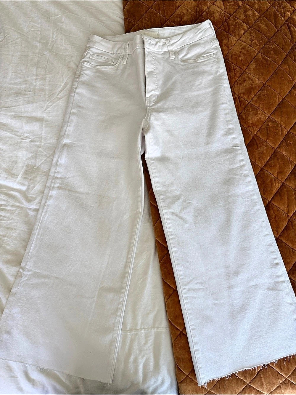 Kut from the Kloth Meg Fab Ab High-Rise Wide Leg Jeans White Size 8